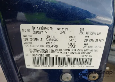 2006 Jeep Liberty Limited Edition from USA, damaged, VIN 1J4GL58K06W238925